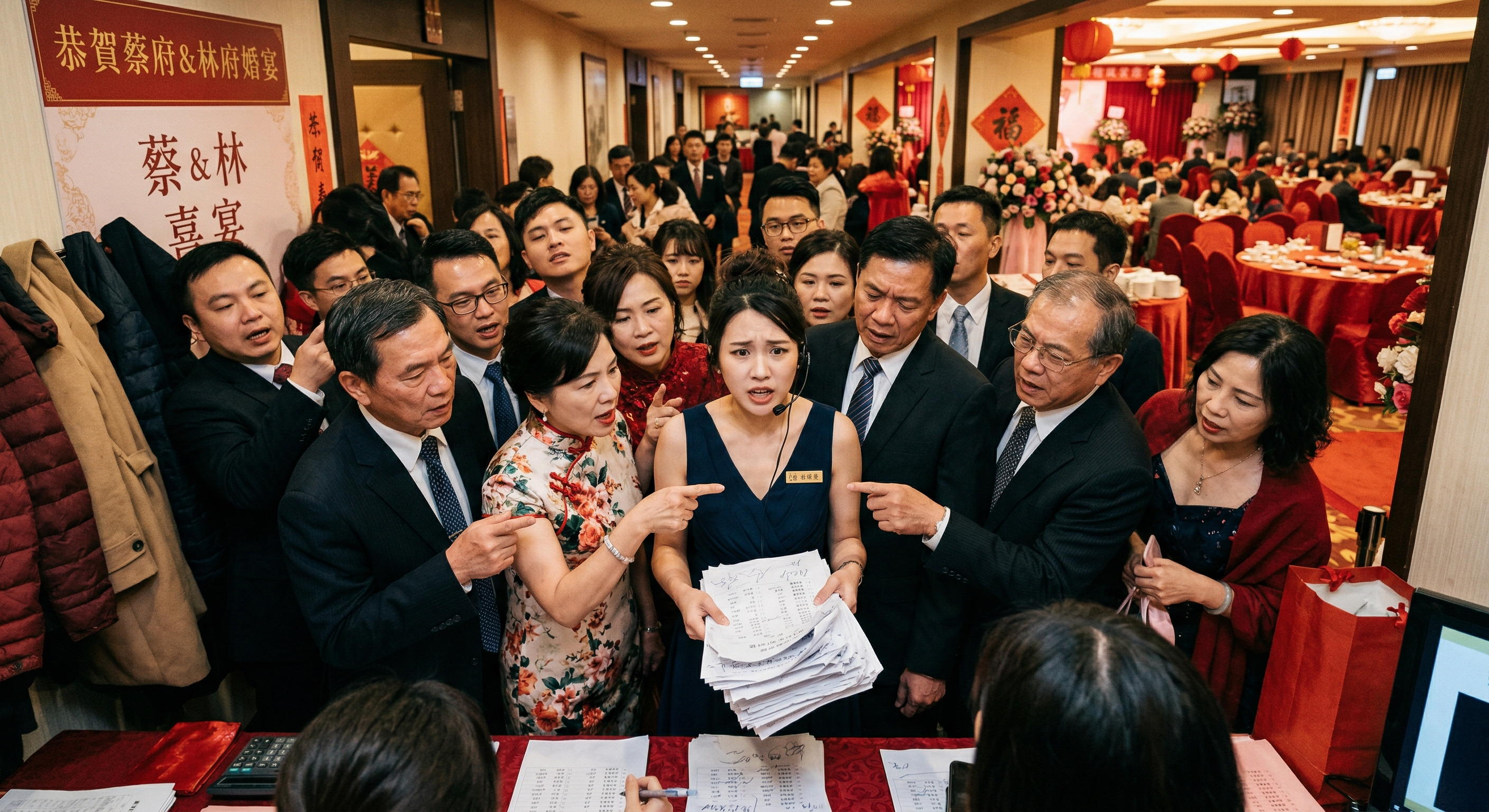 傳統婚禮入場：招待被賓客圍住