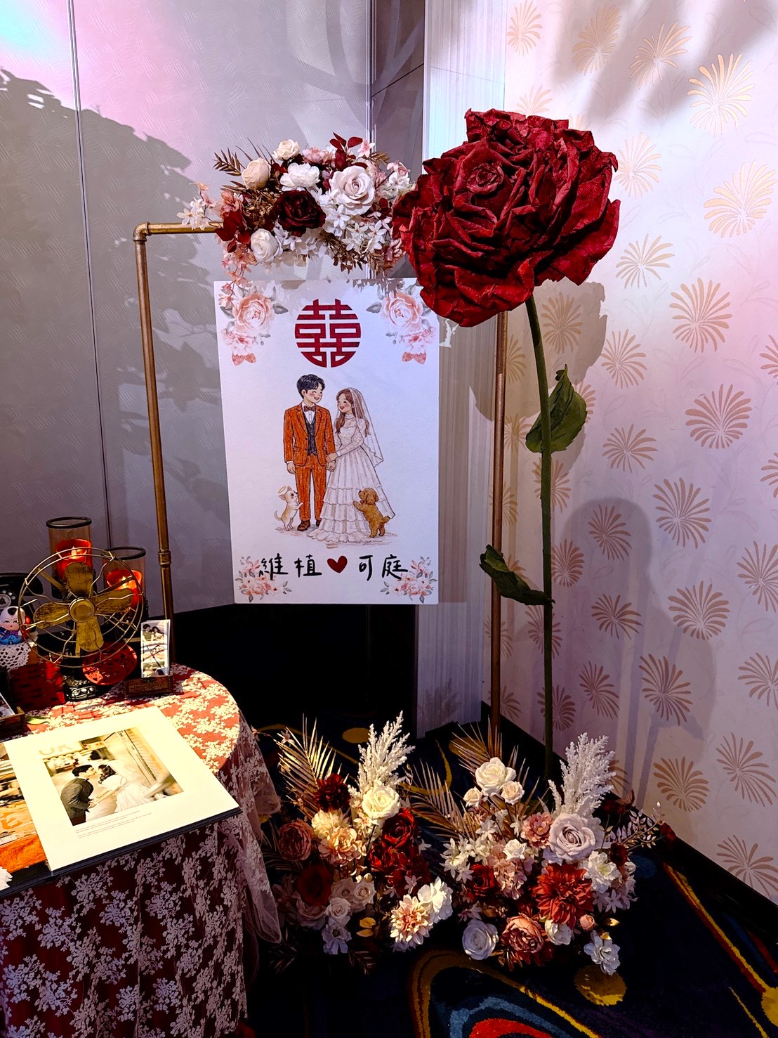 客製迎賓板含手工大花